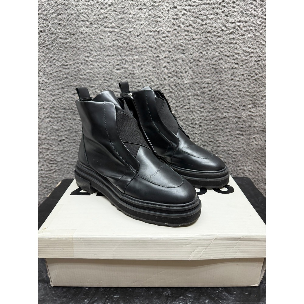 Schutz Johan Leather Chunky Platform Biker Booties Black Womens Size 8B US